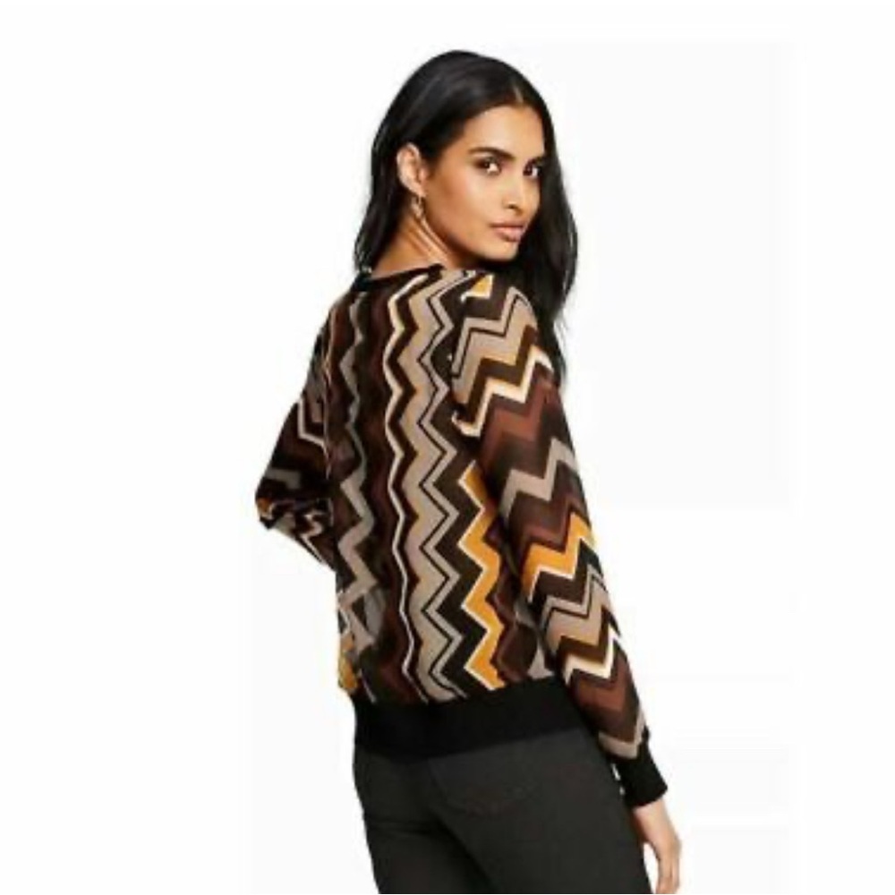Missoni for Target Black and Brown Graphic Long Sleeve Blouse Size Small - Picture 10 of 10